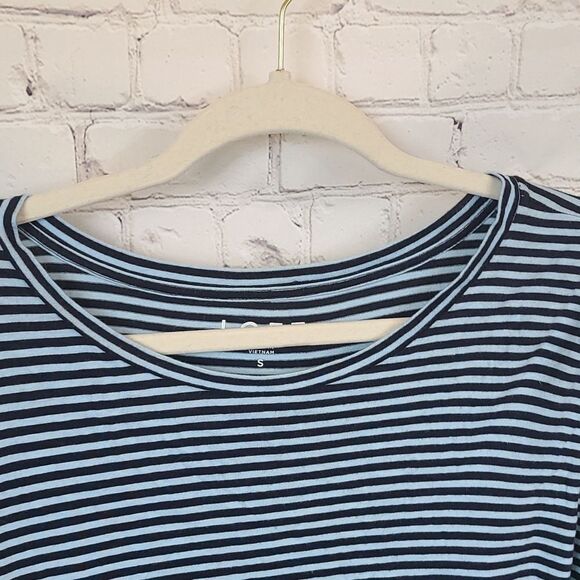 LOFT Blue Mixed Media Top Women's Small Blouse Striped/Paisley Chiffon/Knit Tee - Picture 2 of 12